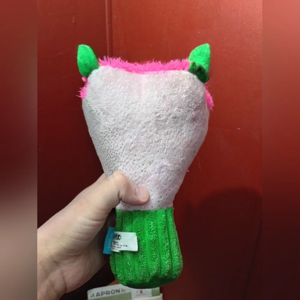 Pink and Green Plush Dog Toy